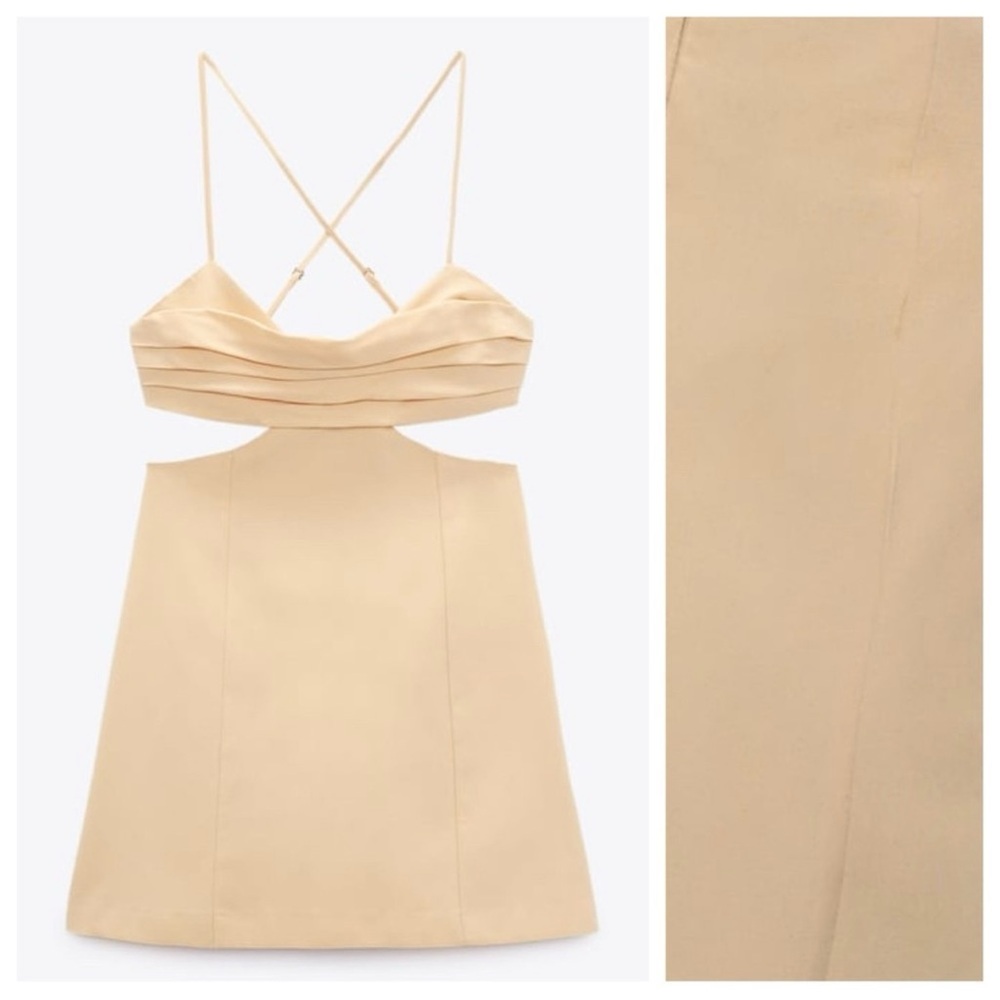 zara fitted cut out dress Stretch Dress Pants with Slit S